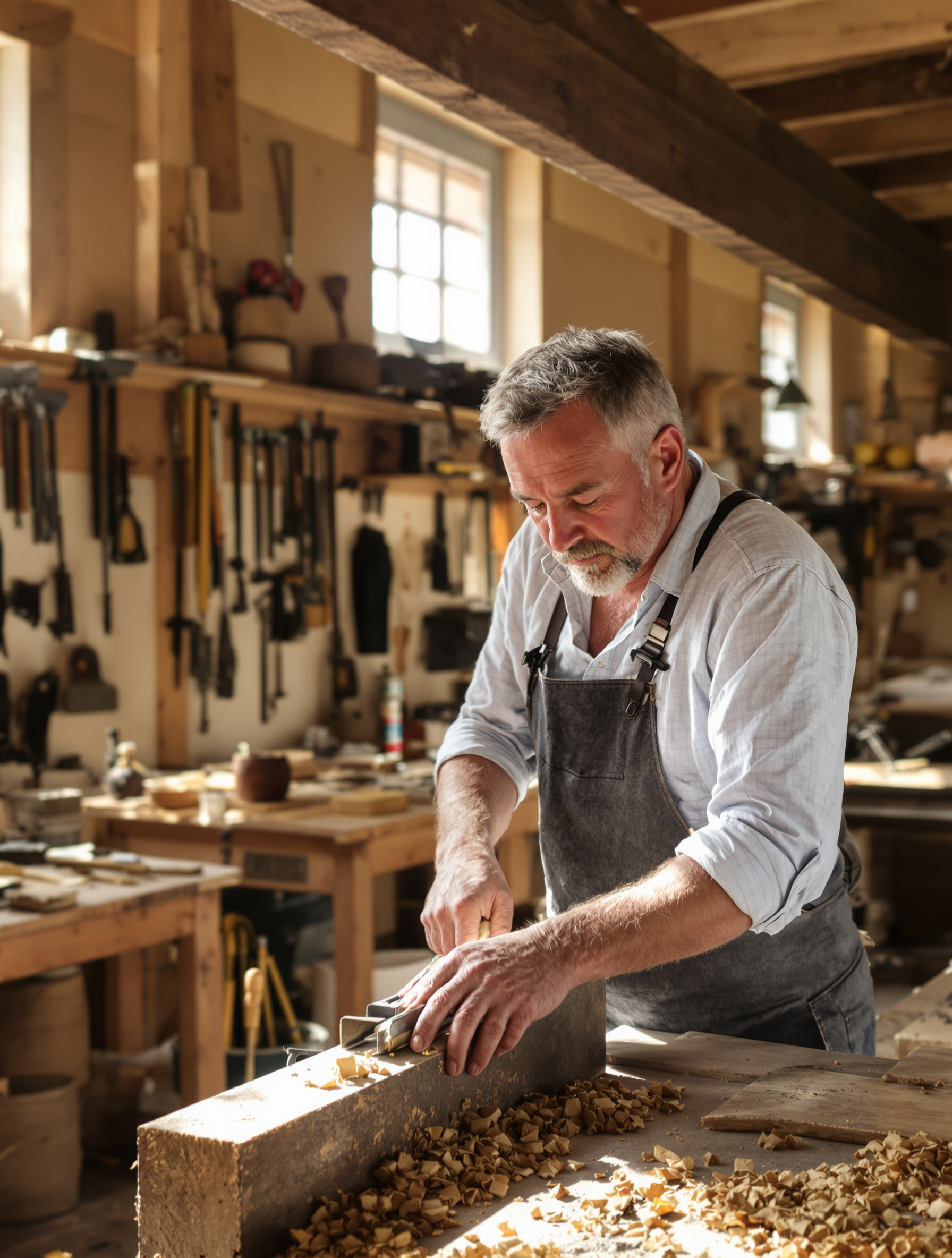 Artisan du Lauragais concentré sur la transformation d'une matière brute en produit fini.