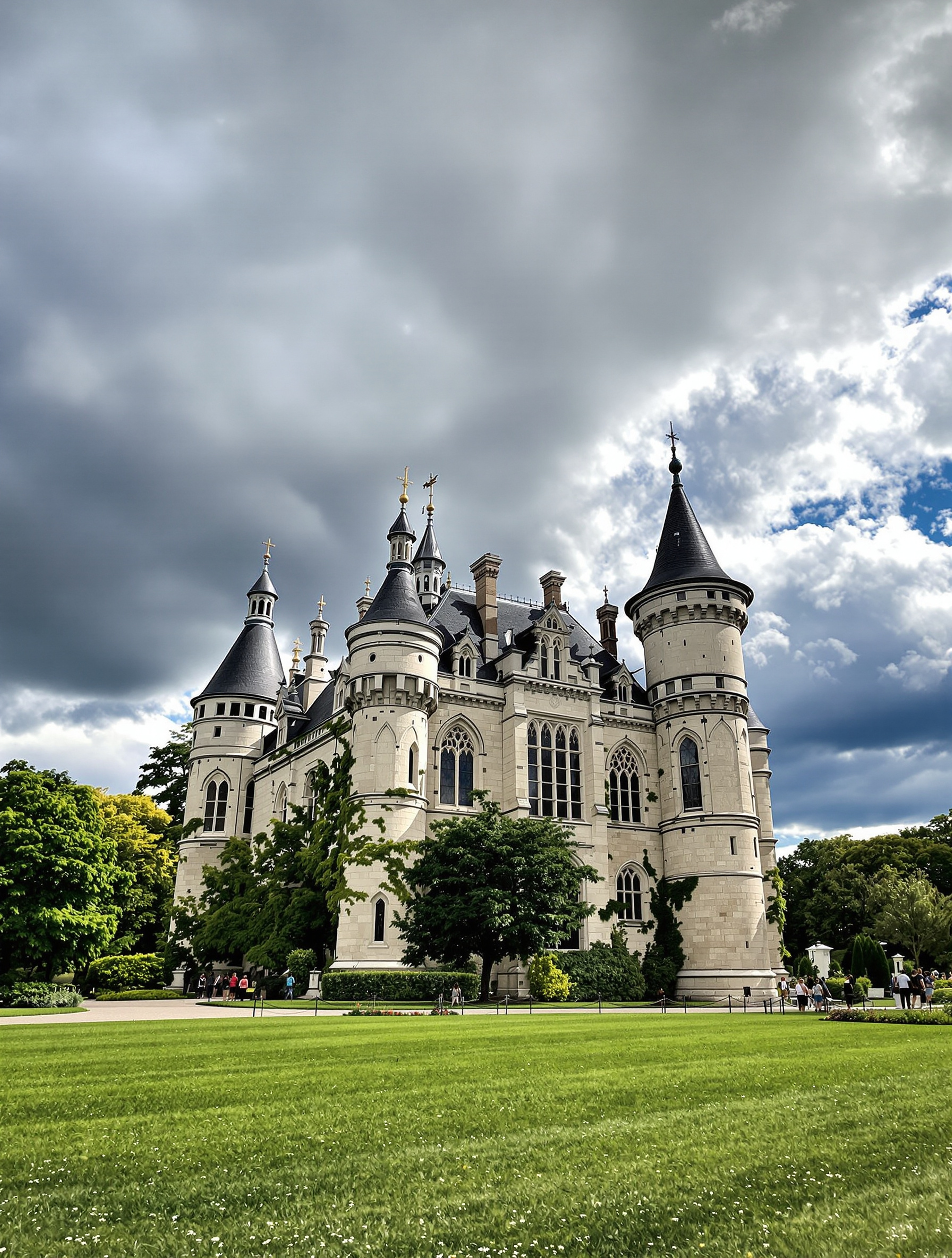 Le Château de Cambiac vu de l'extérieur, architecture néo-gothique sous ciel lauragais
