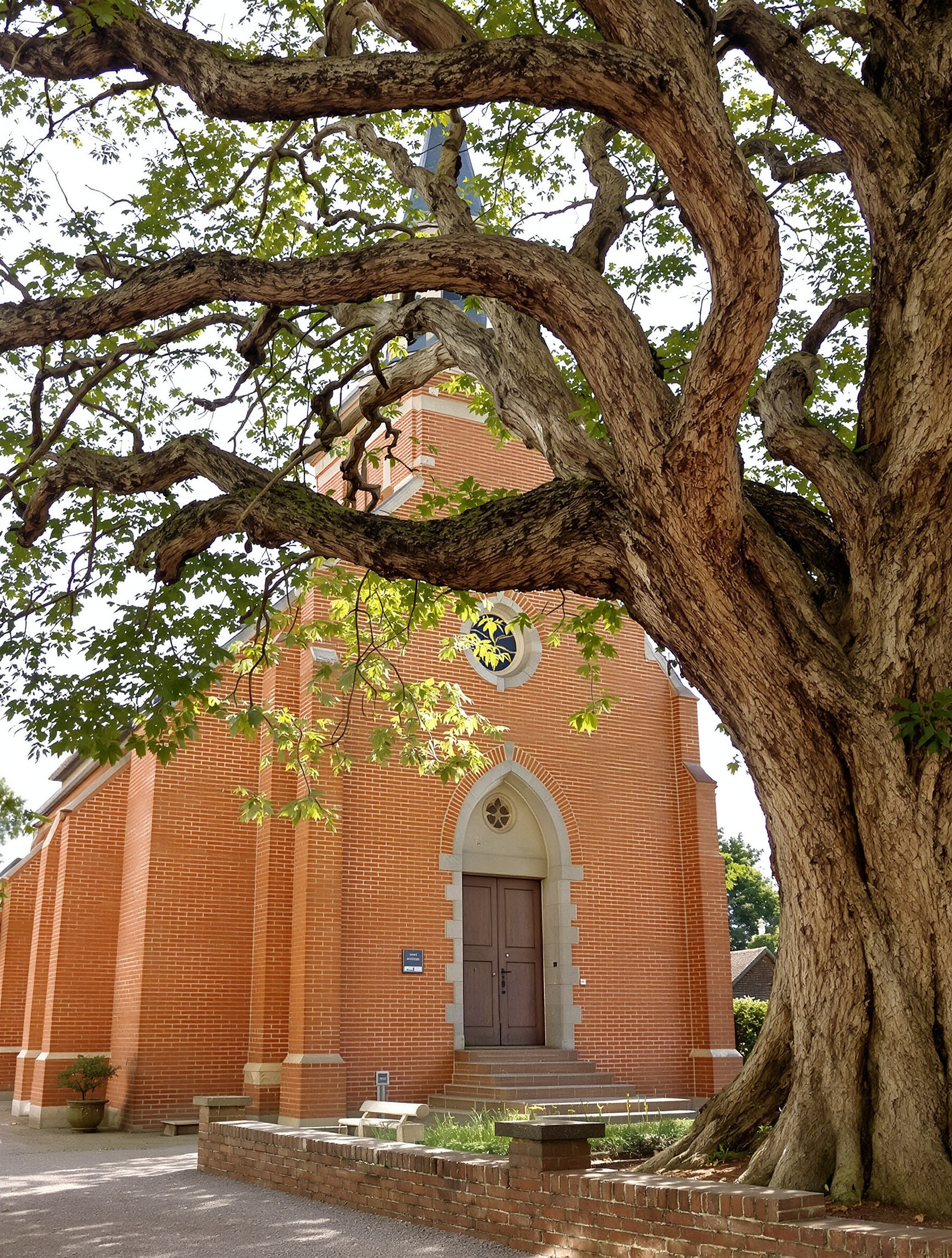Église Saint-Jean-Baptiste du Cabanial avec son arbre centenaire