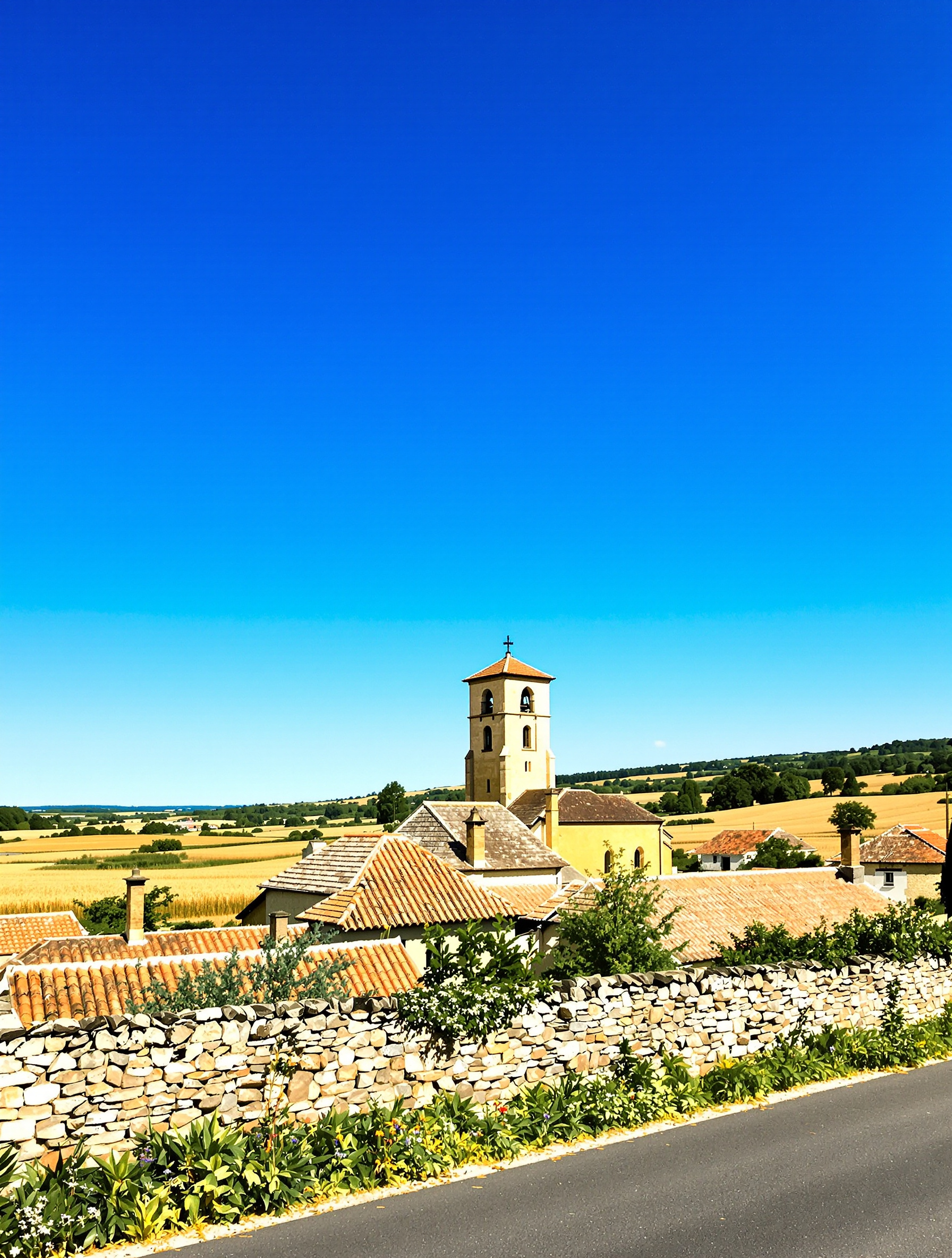 Vue pittoresque du village de Cambiac sous un ciel bleu lauragais