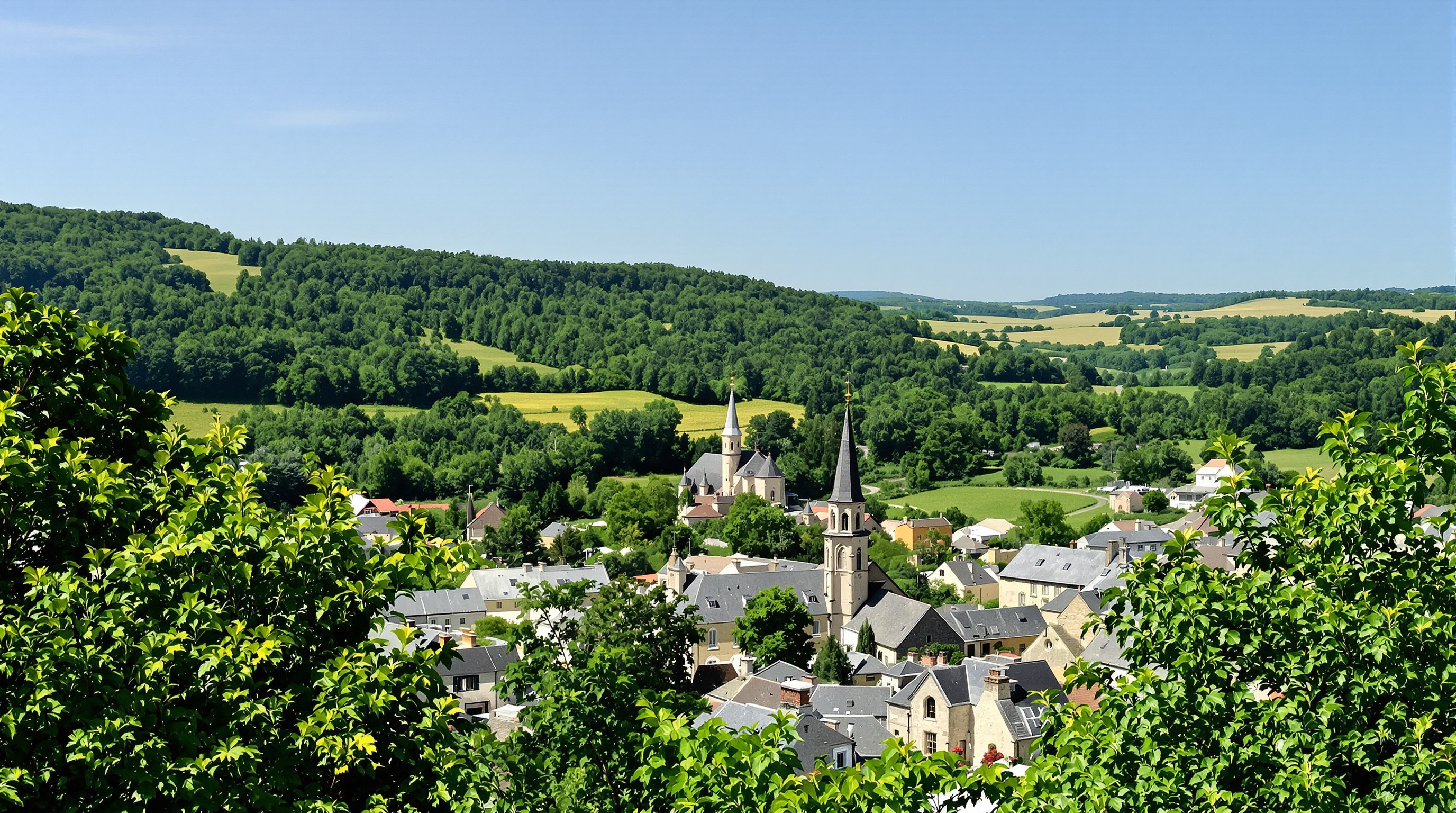 Vue panoramique sur Prunet dans sa Châtaigneraie Cantalienne